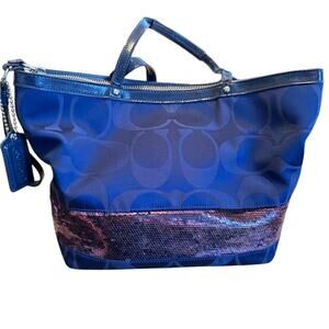 COACH Sequin Trim Signature Monogram Shoulder Bag